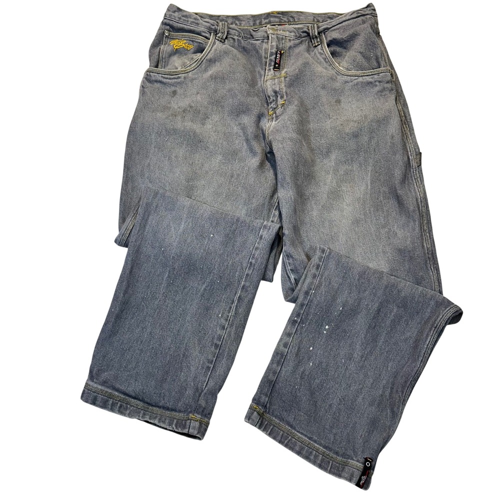 Willie Esco Baggy Jeans Mens 38 Gray Blue Y2K Hip Hop Streetwear Skater Denim